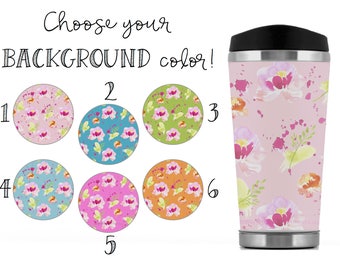 Colorful Floral Travel Mug, Colorful Floral Travel Tumbler, Colorful Floral Travel Cup, Colorful Floral Travel To-Go Mug, Colorful Florals