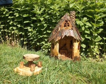 Wooden fairy house "Fairy hut" feehaus gartendekoration pixie, gnome elf house