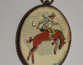 950 Sterling Silver J. S. V. P. Designer Signed Rough Rider Pendant.