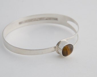 Erik Granit Finnish Sterling Silver and Tiger Eye Bracelet made in 1974 Finland