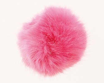 Pom Pom fake fur 10 cm diameter in colour pink for crazy bobble hats as keyring or for your mirror in the car pompom multipurpose
