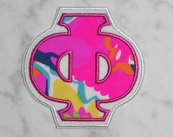Iron On Lilly Pulitzer Greek Double Applique Alphabet /Lilly Greek Letter / DIY Greek Letter Shirt / Greek Letter Iron on/ Sorority Letter