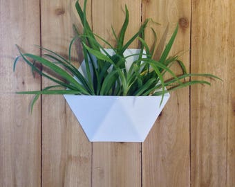 Modern Hexagonal Honeycomb Indoor/Outdoor Succulent Wall Planter, White Powder Coated Finish