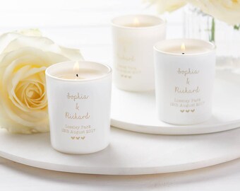 Personalised Glow Through Wedding Favour Votives. Personalised wedding favours. Personalised wedding candles.Wedding favours. Table setting.