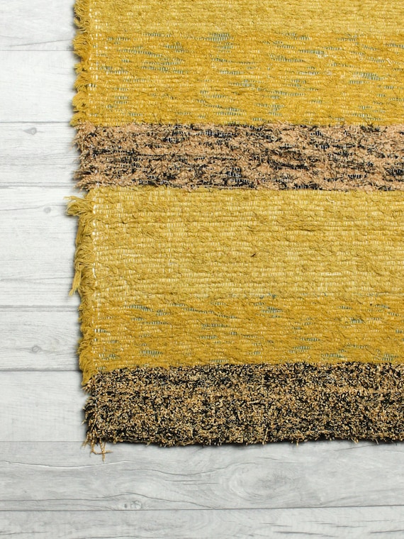 Gold yellow Rug. living room rug bohemian rug by SpinningShreds