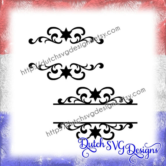 Download 2 Swirly split border cutting files with stars for monogram