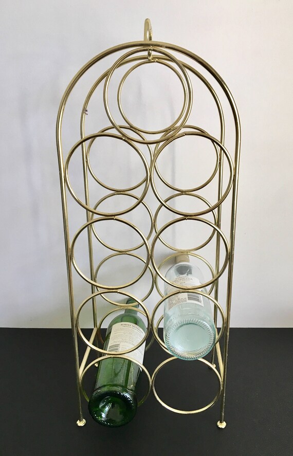 Vintage Brass Wine Rack Countertop Wine Rack Holds 9
