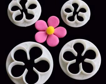 4pcs/set Flower Petals Embossed Plunger Cutters Mold Fondant Cake Decorating Tool DIY Craft Pastry Baking Kitchen Accessories