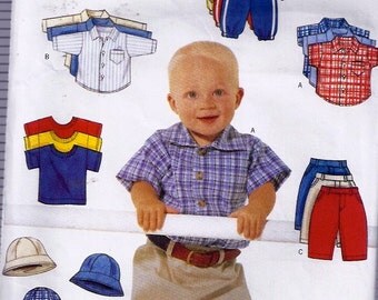 Infants' Shirt, T-Shirt, Pants & Hats Pattern - Patron de chemise, T-Shirt, pantalon et chapeau pour bébé - Butterick no 6030