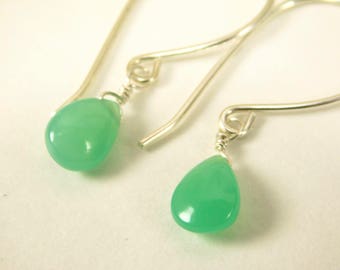 CHRYSOPRASE Teardrop Earrings - Chrysoprase Gemstone Earrings - Sterling Silver - Natural Gemstone Earrings - Mariel Cristofar jewelry