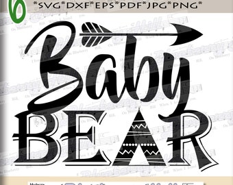Baby bear SVG - Baby bear svg digital - Baby bear with Arrow - Baby bear clipart - Baby bear SVG file - DIY- Svg - Dxf- Eps - Png -Jpg - Pdf