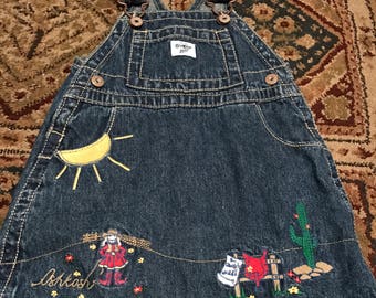Vintage Oshkosh embroidered 12 months jean jumper