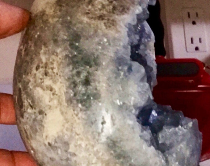 Celestite Egg- All Natural Geode from Madagascar- Celestine \ Home Decor \ Metaphysical \ Agate \ Celestite Cluster \ Crystal \ Crystals
