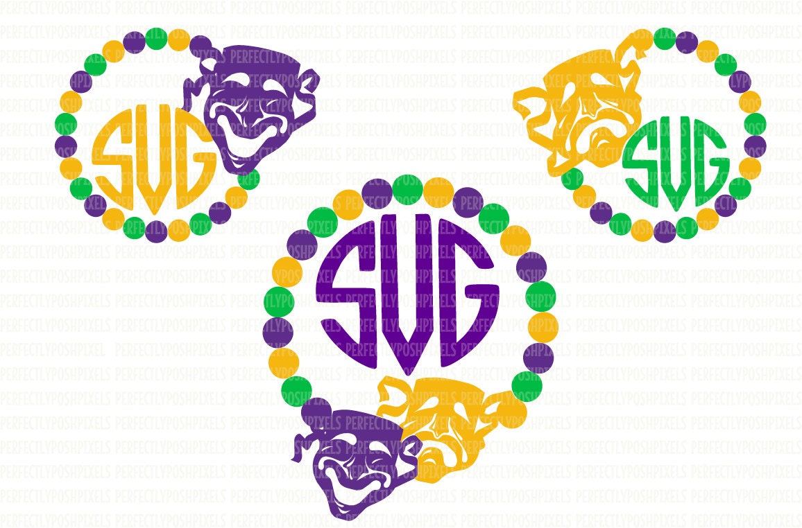 Download Mardi Gras SVG Monogram Frame DXF eps png jpg Vendetta Mask