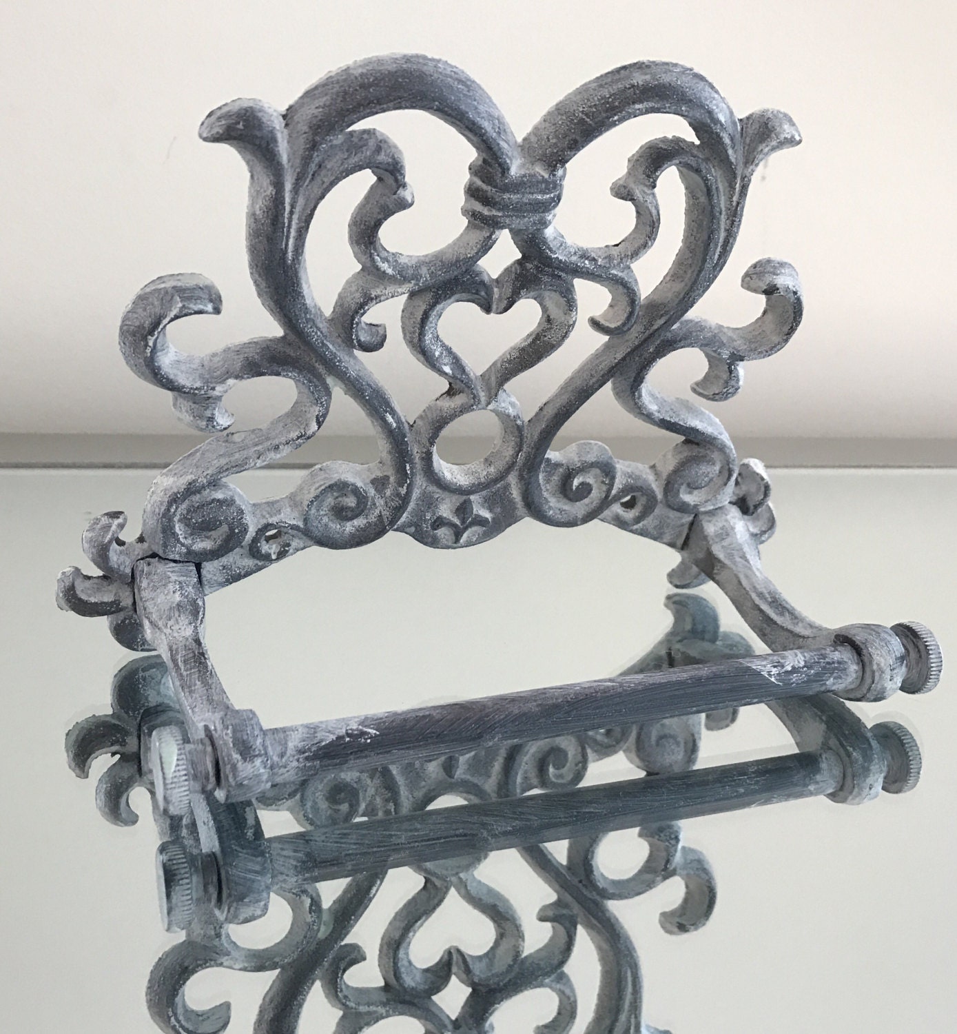 Cast Iron Toilet Paper Holder Antique White French Country