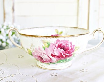 Vintage Royal Albert "American Beauty" Bouillon Cup ONLY | Pink Soup Cup, Bone China Bouillon Cup, Vintage Bouillon Cup, Pink Soup Bowl