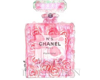 Chanel print, Chanel poster, Chanel wall art, illustration, watercolour, watercolor