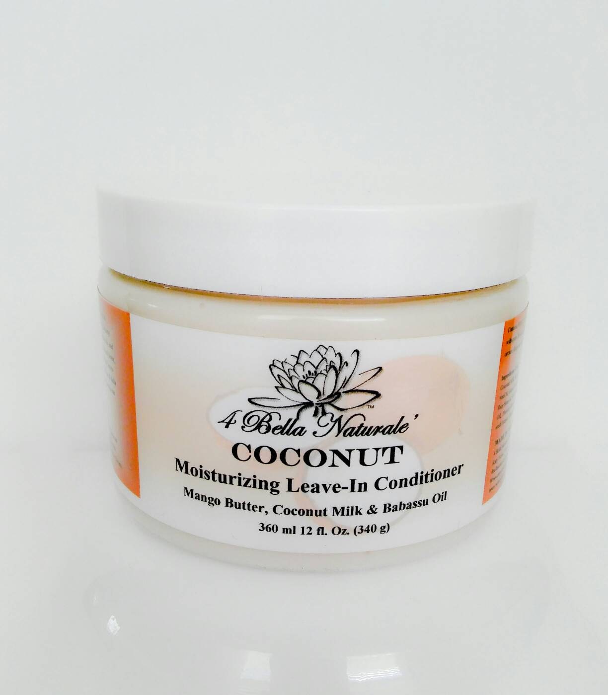 Coconut LeaveIn Conditioner 12 oz jar Handcrafted Natural