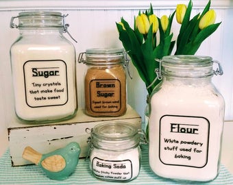 Kitchen Canister Set / Baking Canister Set / Kid Kanisters / Kitchen Baking Supplies / Glass Locking Jars / Kitchen Accessories