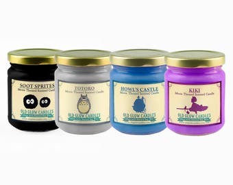 Studio Ghibli Inspired Scented Candle Set - Howl's Castle, Kiki, Totoro, Soot Sprites