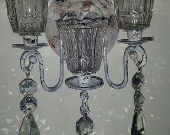 RESERVED FOR ANNETTE Pair of shabby candle holder sconces.