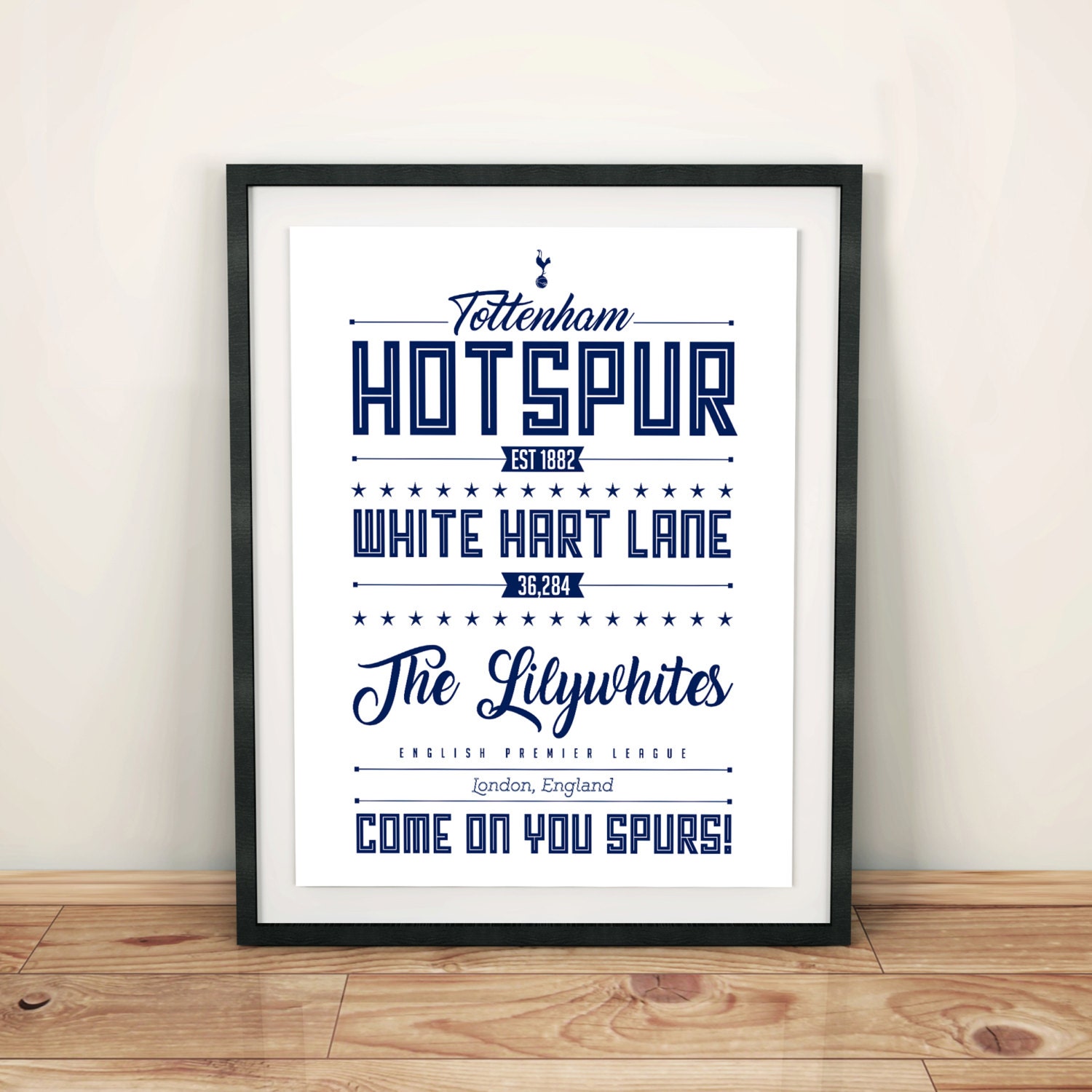 Tottenham Hotspur print Typographic football team poster