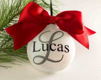 Personalized Christmas Ornament - 2017 Ornament - Monogram Ornament - Year Ornament - Name Ornament - Personalized Glitter Ornament