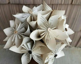 Book Paper Flowers, Paper Flower, Paper Book Flowers, Tea Stained Paper Flowers, Tea Stained Book Flowers, Book Lover Present