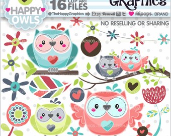 80%OFF - Owl Clipart, Owl Graphic, COMMERCIAL USE, Owl Party, Planner Accessories, Animal Clipart, Bunting Banner, Spring Clipart