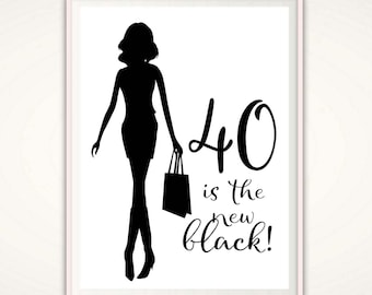 40th Birthday Print - 40th Birthday PRINTABLE, 40th Birthday Gifts for Women, Gift Print For Her, 40th Birthday Art, Gift for Her, Fortieth