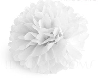 White Orchid Tissue Paper Pom Poms - Wedding Party Decorations - Baby shower Decorations