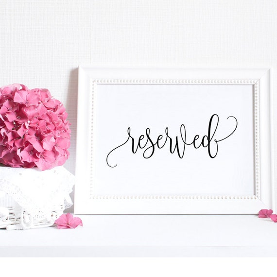 Wedding Reserved Sign 8x10 INSTANT DOWNLOAD Printable
