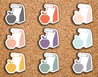 42 Brown Paper Bag, Lunch Bag, Meal Plan Icon Planner Stickers for 2017 Inkwell Press IWP-DC63