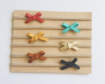 Tiny leather baby bow set on nylon headbands basic newborn toddler mini dainty bows baby shower