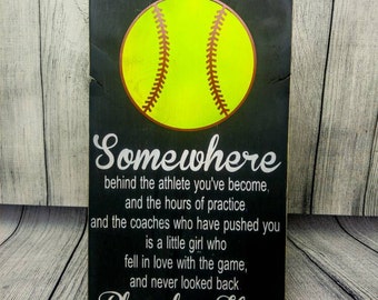 Play for Her Softball Bedroom Decor, Wooden Sign Player Gift, Wall Hanging, Sports Themed Bedroom Decorations, Team Gift, Coach Appreciation