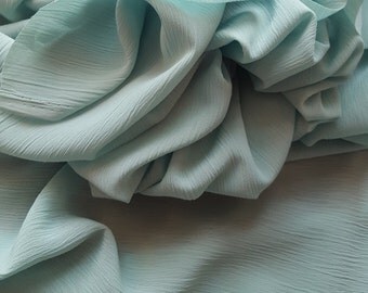Fine Crinkle Crepe Fabric in Eau de Nil - UK seller