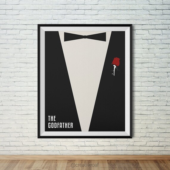 The Godfather movie poster with red rose. Wall art by CreativeOaf