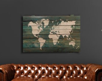 Rustic pallet wood world map