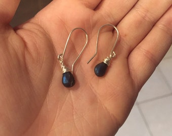 Black Labradorite Sterling Silver Earrings