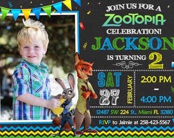 Zootopia Invitation Birthday Zootopia Party