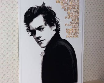 Harry Styles, One Direction,printed poster A4 photo Harry,with quote of " Sign of the times".