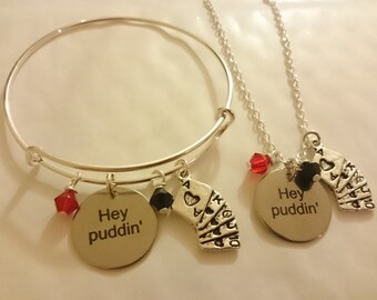 Hey puddin' quote expandable bracelet/necklace/key ring options