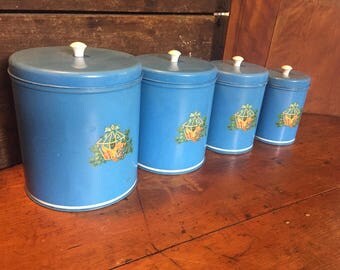 Retro Tin Nesting Canister Set