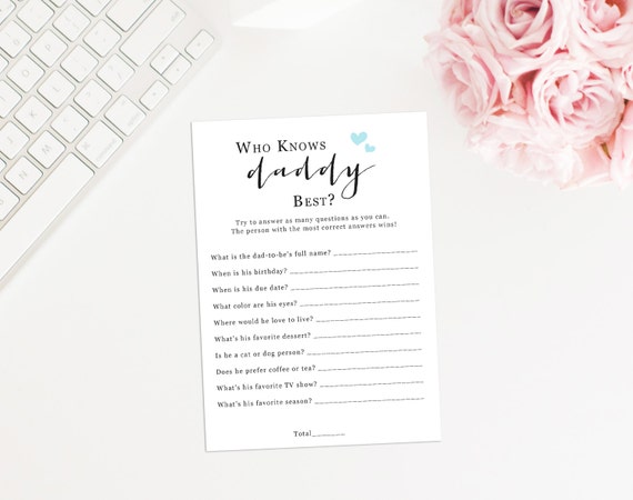 Who Knows Daddy Best Baby Shower Game Printable Baby Shower