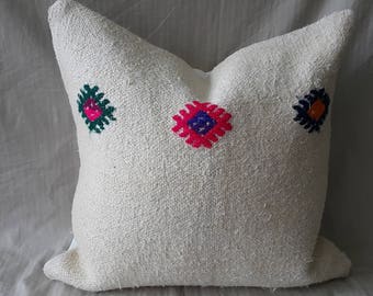 Kilim Pillow, 18"×18"inches, Pillow Cover, Cushion Cover, Throw Pillow, Decorative Kilim Pillow, Cushion Cover, Hemp Pillow, Kilim Pillow