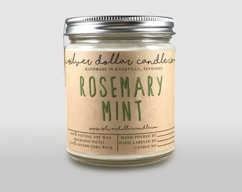 Rosemary Mint Scented Candles, Handmade Scented Candles, Herb Scented Candle, Aromatherapy Candle, Gift for Her, Mom gifts, gift for women
