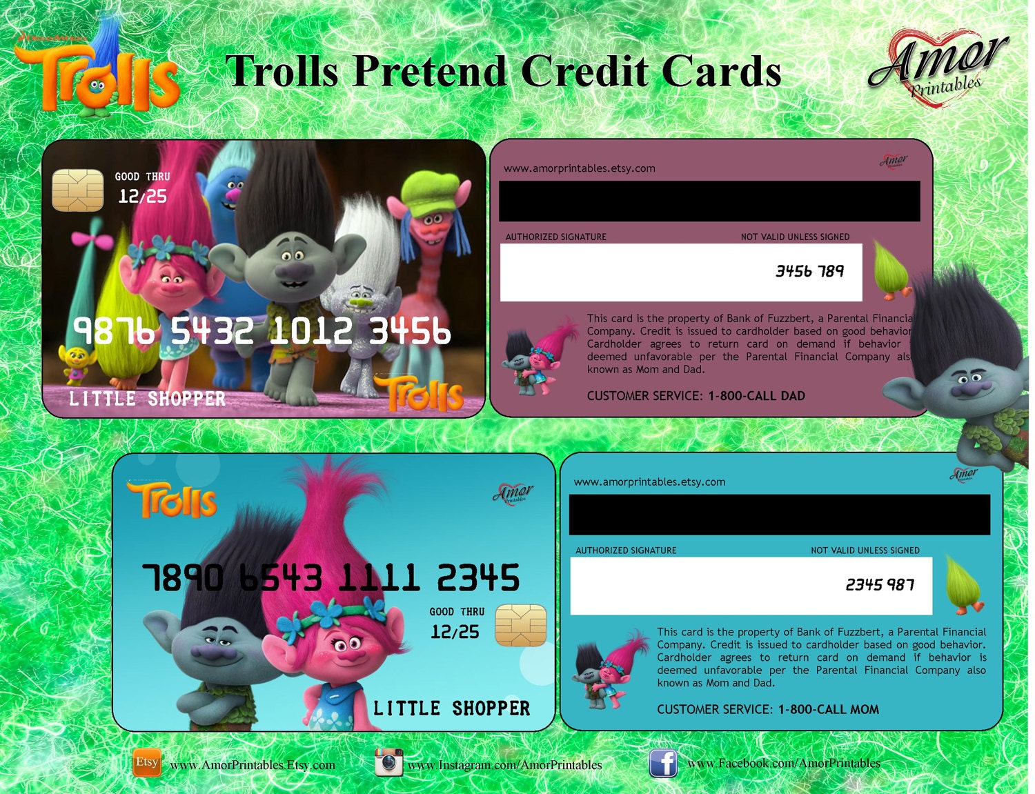 Trolls Credit Cards Membership Cards Trolls Games