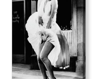 Marilyn Monroe "Flying Skirt" Iconic Black & White Photo Canvas Box A4, A3, A2, A1