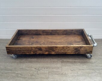 Industrial Wood Boot Tray - Industrial Shoe Tray - Shoe Storage - Rolling Boot Tray