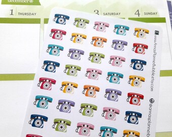Telephone stickers, phone stickers, planner stickers, to call planner stickers for Erin Condren, MAMBI Happy Planner, Filofax, Kikki K etc.